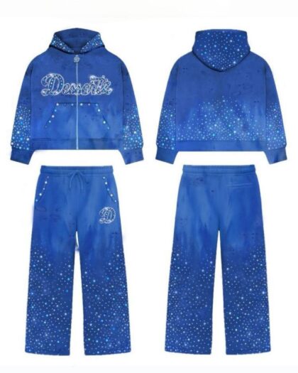 Dezzerts Blue Rhinestone Hoodie Set